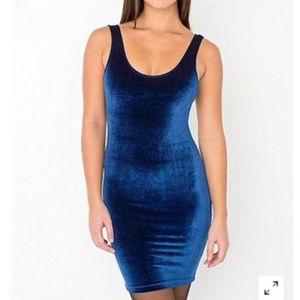 American Apparel Blue bodycon velvet dress